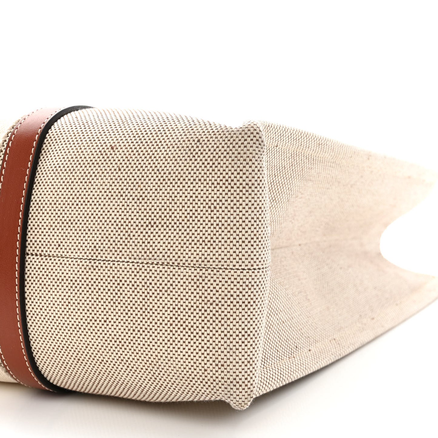 Cotton Calfskin Medium Woody Ribbon Tote White Brown