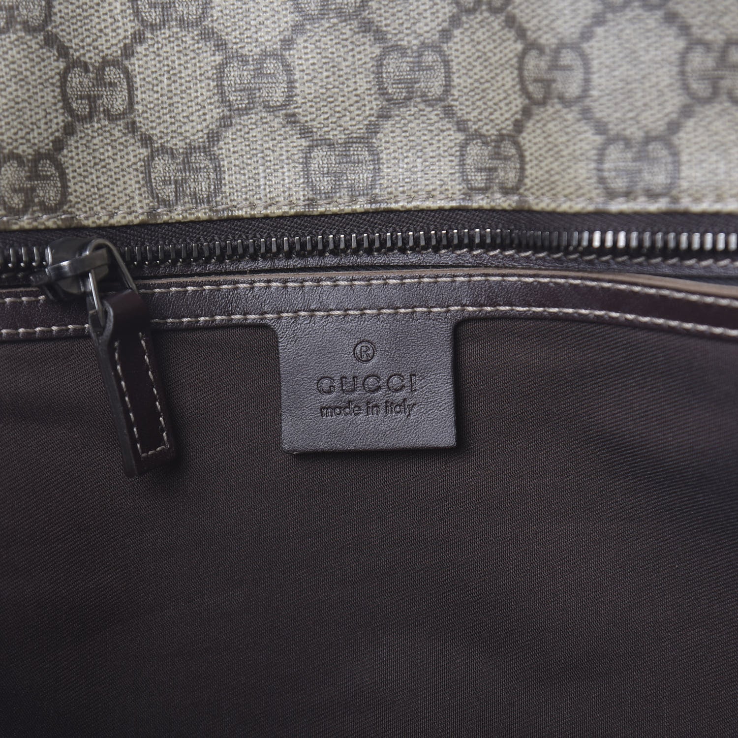 Gucci GG Supreme Monogram Large Zippered Shopping Tote Brown 8 of 11