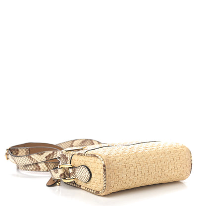 Gucci Raffia Elaphe Mini Ophidia Shoulder Bag Natural Cream Brown 3 of 4