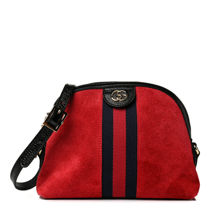 Gucci Suede Patent Web GG Small Ophidia Dome Shoulder Bag Hibiscus Red 1 of 5