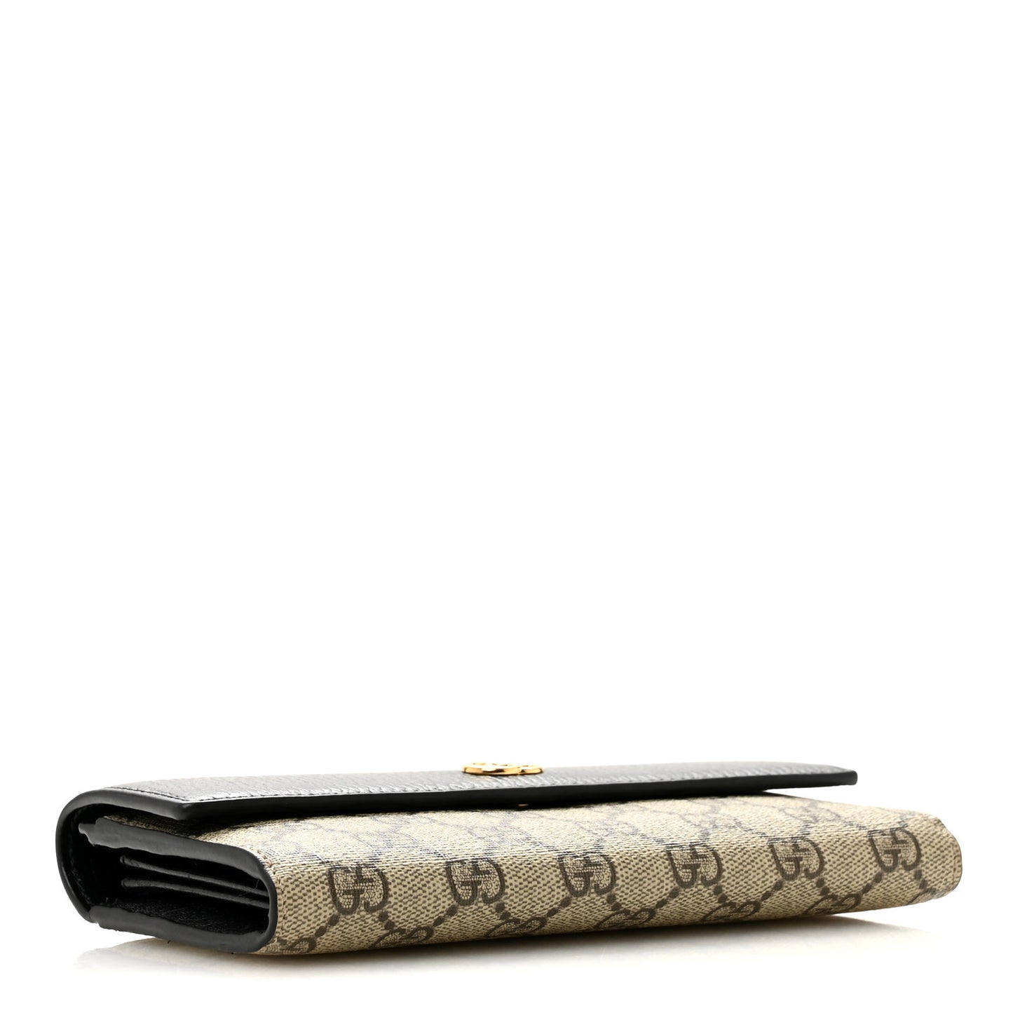 Dollar Calfskin GG Supreme Monogram GG Marmont Continental Wallet Black Beige Ebony