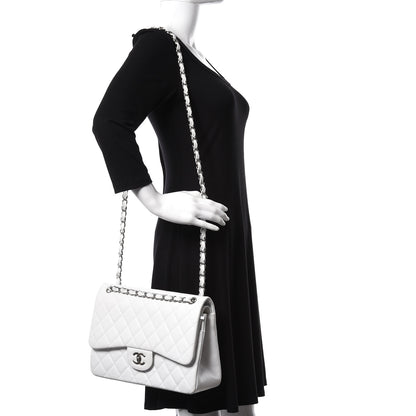 Chanel Caviar Quilted Jumbo Double Flap White 2 of 17
