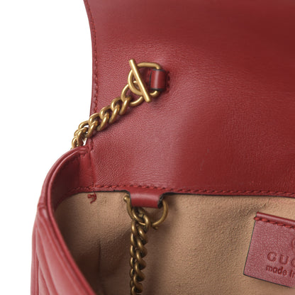 Gucci Calfskin Matelasse Super Mini GG Marmont Shoulder Bag Hibiscus Red 9 of 13