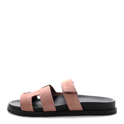 Hermes Suede Goatskin Womens Chypre Sandals 40 Rose Antique 1 of 10