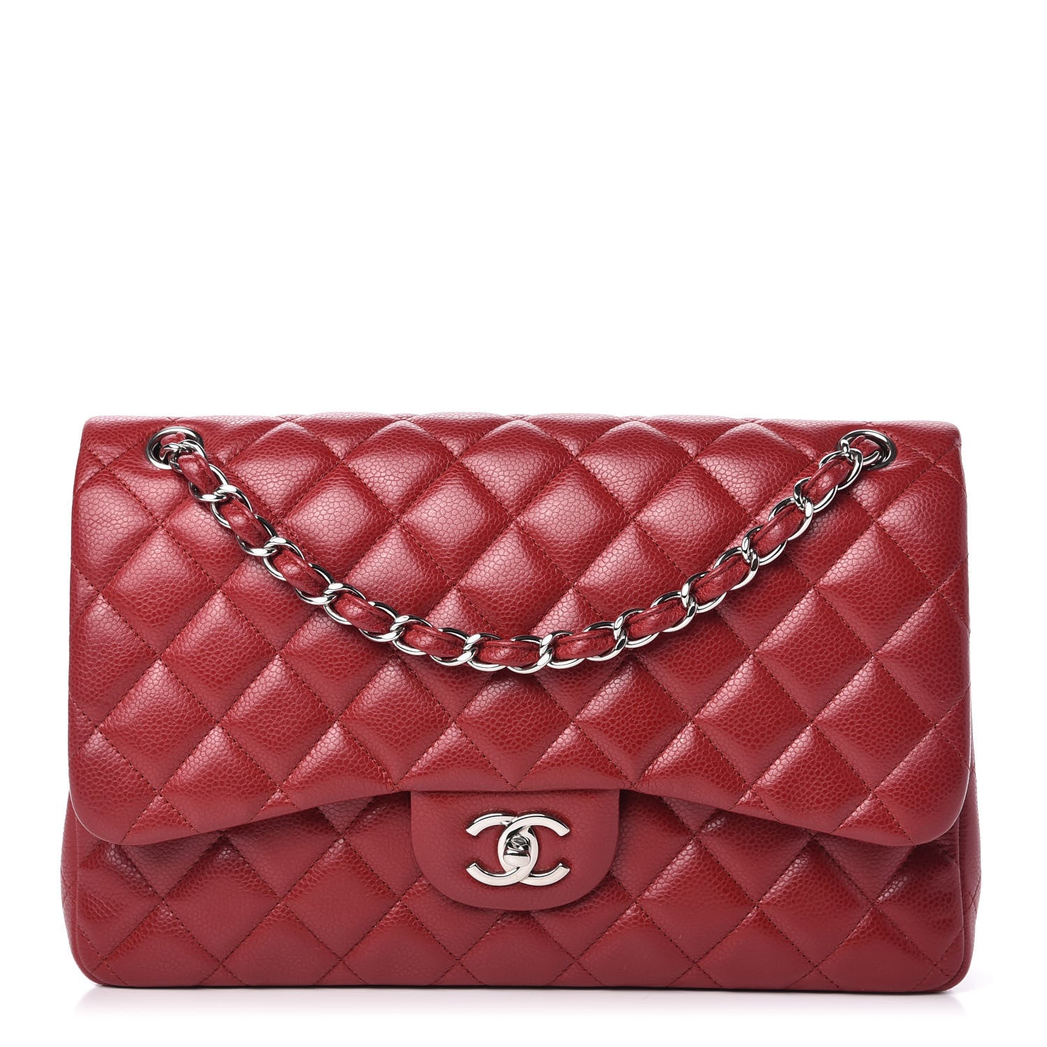 Chanel Caviar Quilted Jumbo Double Flap Red 1 of 10