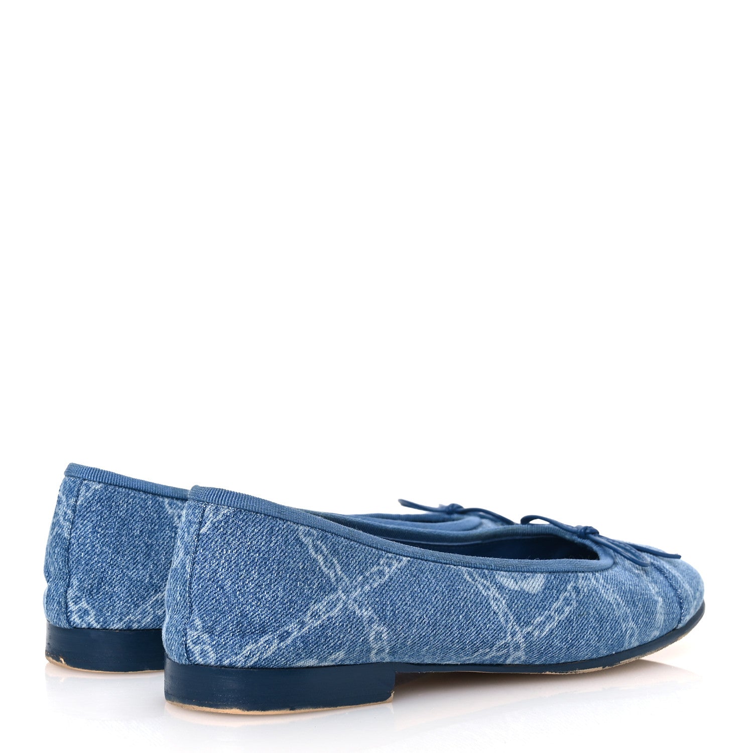 Chanel Denim Printed Cap Toe Ballerina Flats 38 Blue 5 of 16