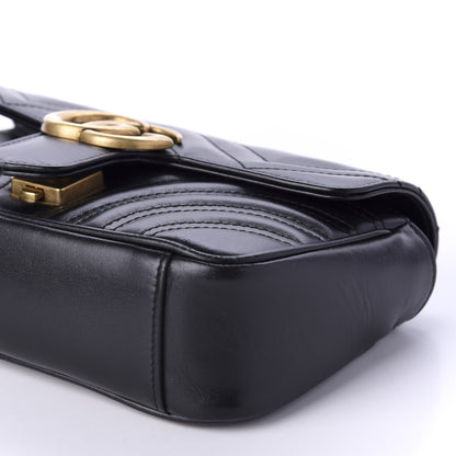 Gucci Calfskin Matelasse Mini GG Marmont Shoulder Bag Black 7 of 10