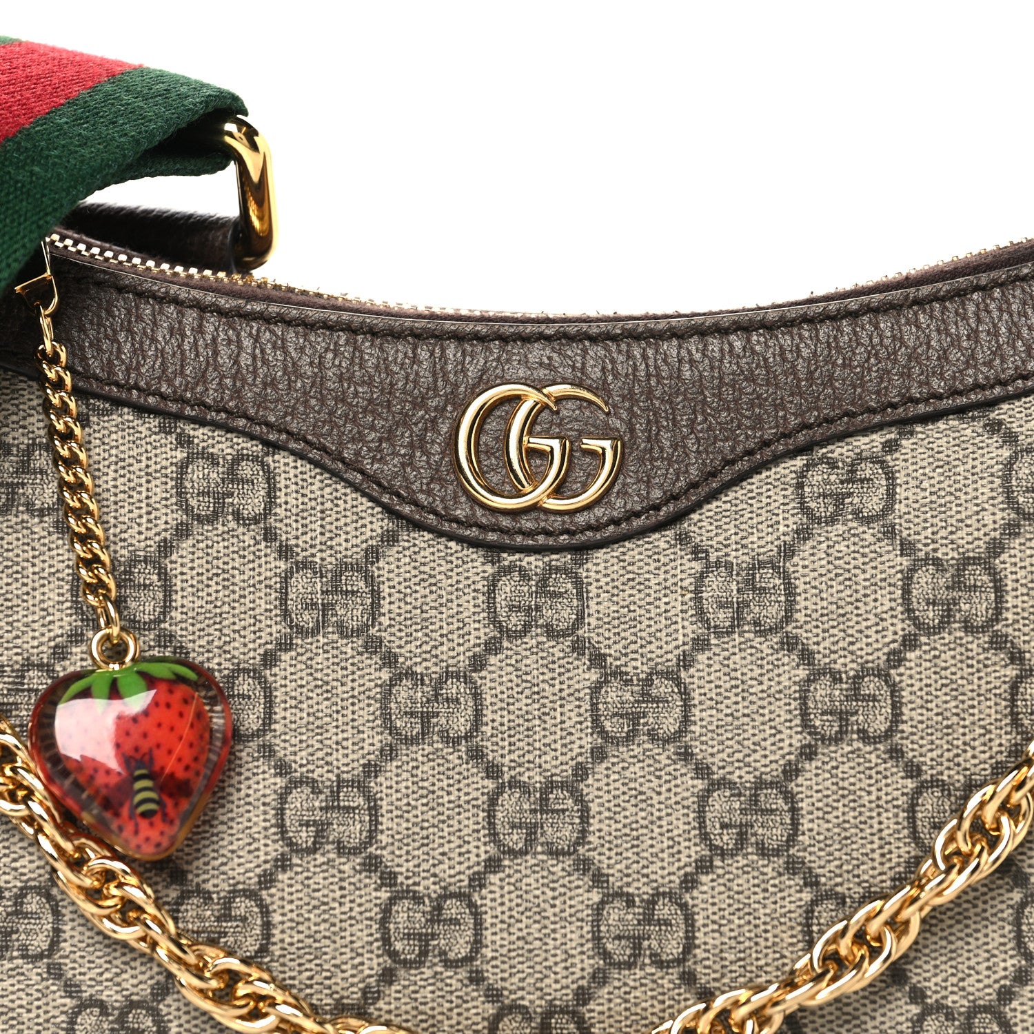 Gucci GG Supreme Monogram Textured Dollar Calfskin Web Small Ophidia GG Handbag Beige Ebony New Acero 8 of 11