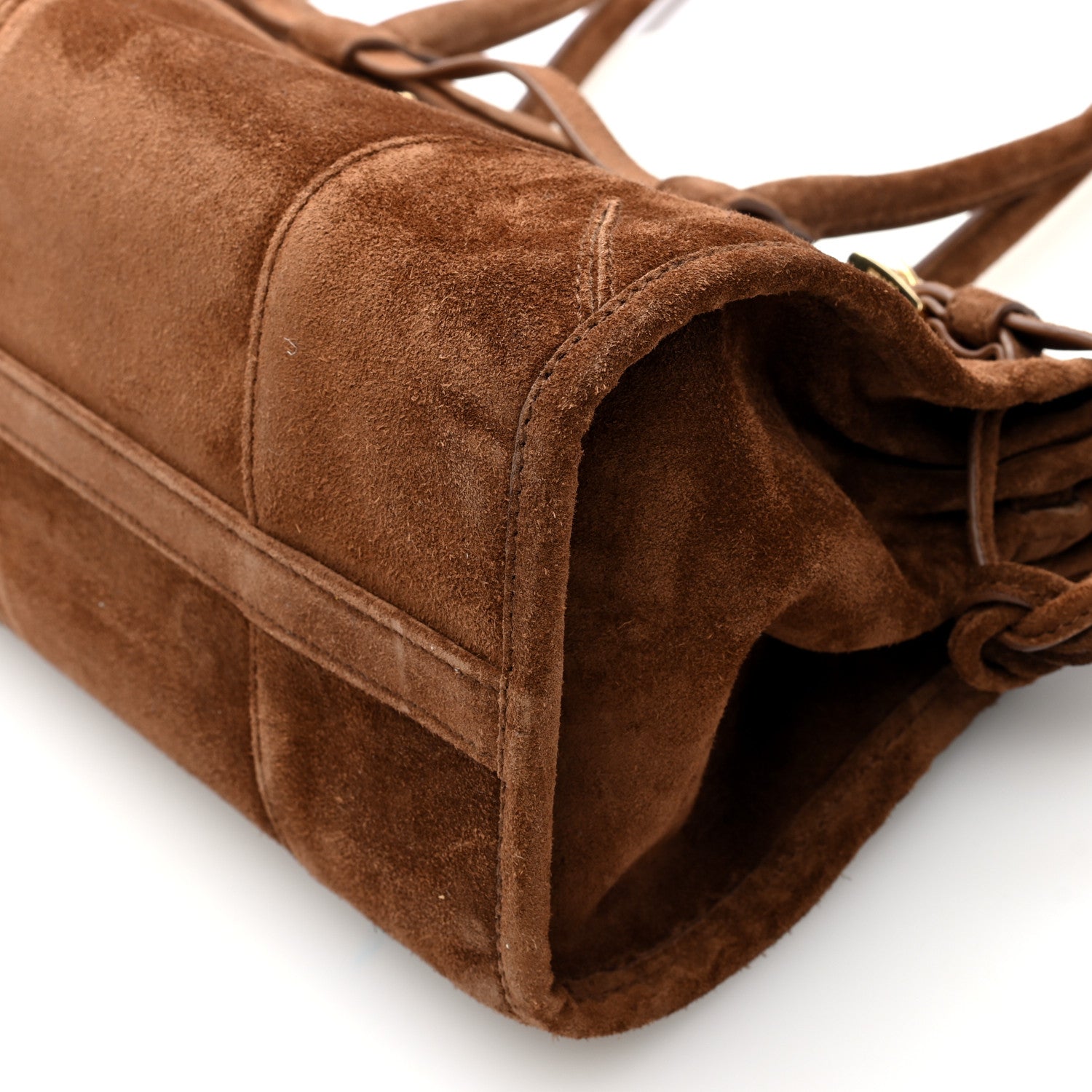 Prada Suede Triangle Medium Bonnie Shoulder Bag Cacao 9 of 9