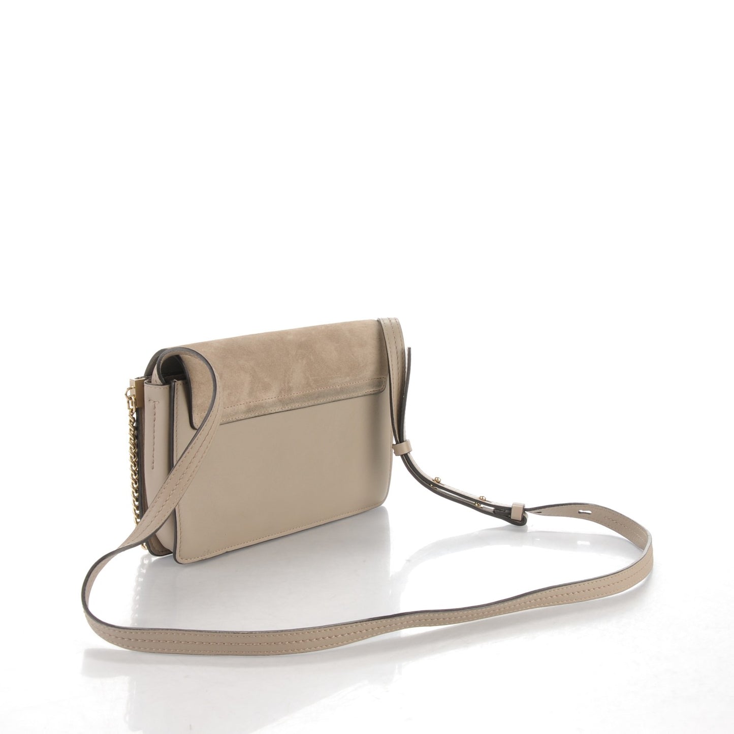 Suede Calfskin Small Faye Shoulder Bag Motty Grey