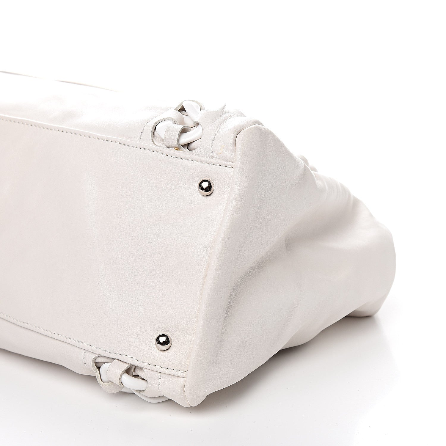 Chanel Calfskin Modern Chain Rhodoid East West Tote White 9 of 11