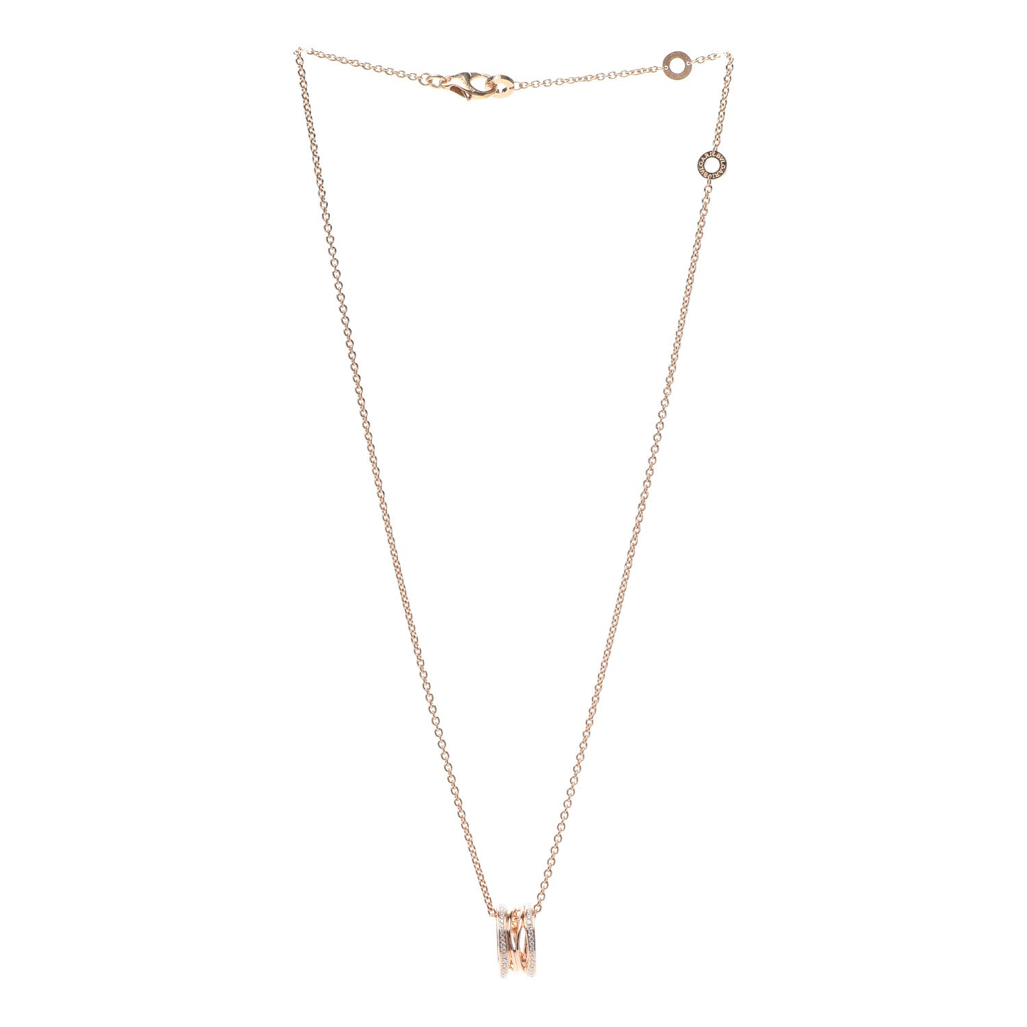 Bulgari 18K Rose Gold Diamond B.Zero1 Open Legends Pendant Necklace 3 of 9