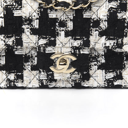 Chanel Tweed Quilted Mini Rectangular Flap Black Ecru White 10 of 10