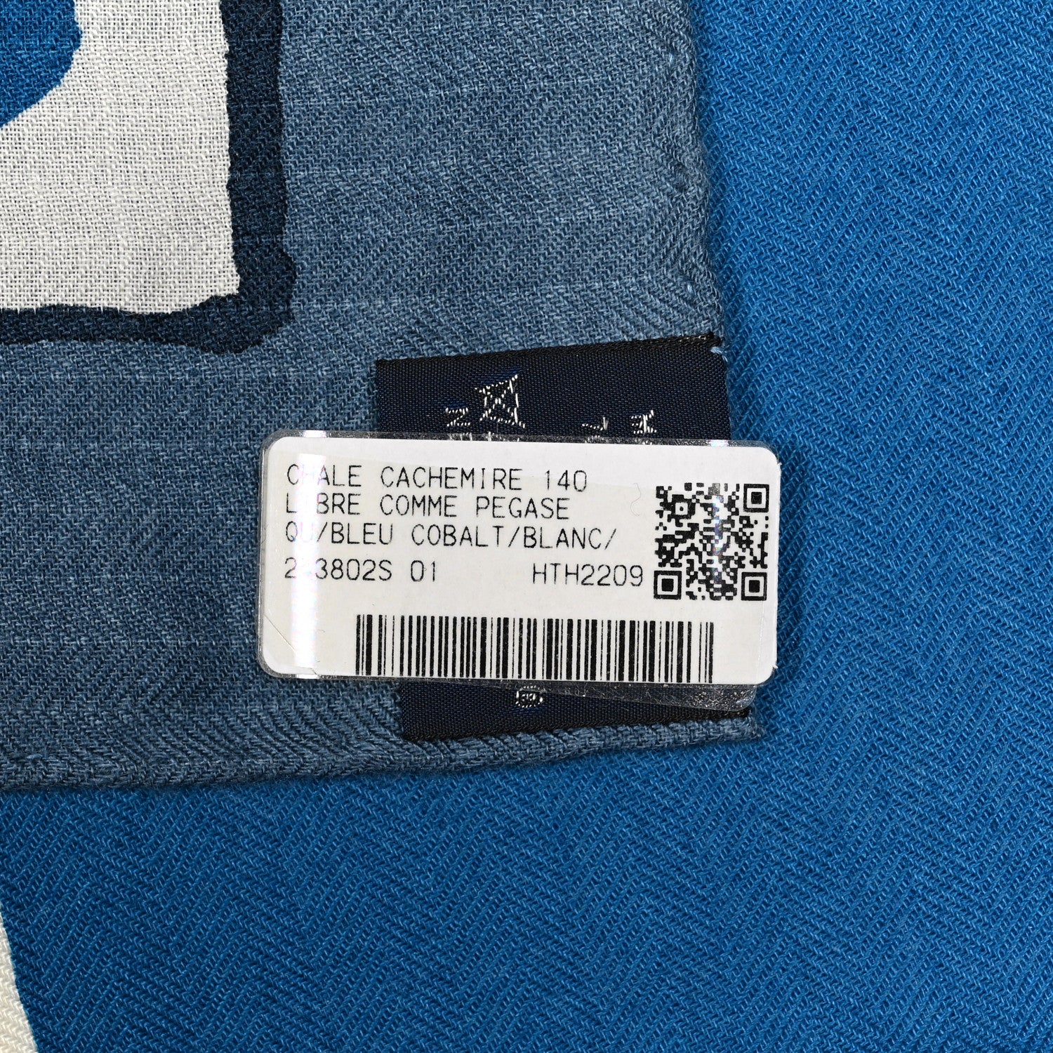 Hermes Cashmere Silk Libre Comme Pegase Shawl 140 Bleu Cobalt White 5 of 5
