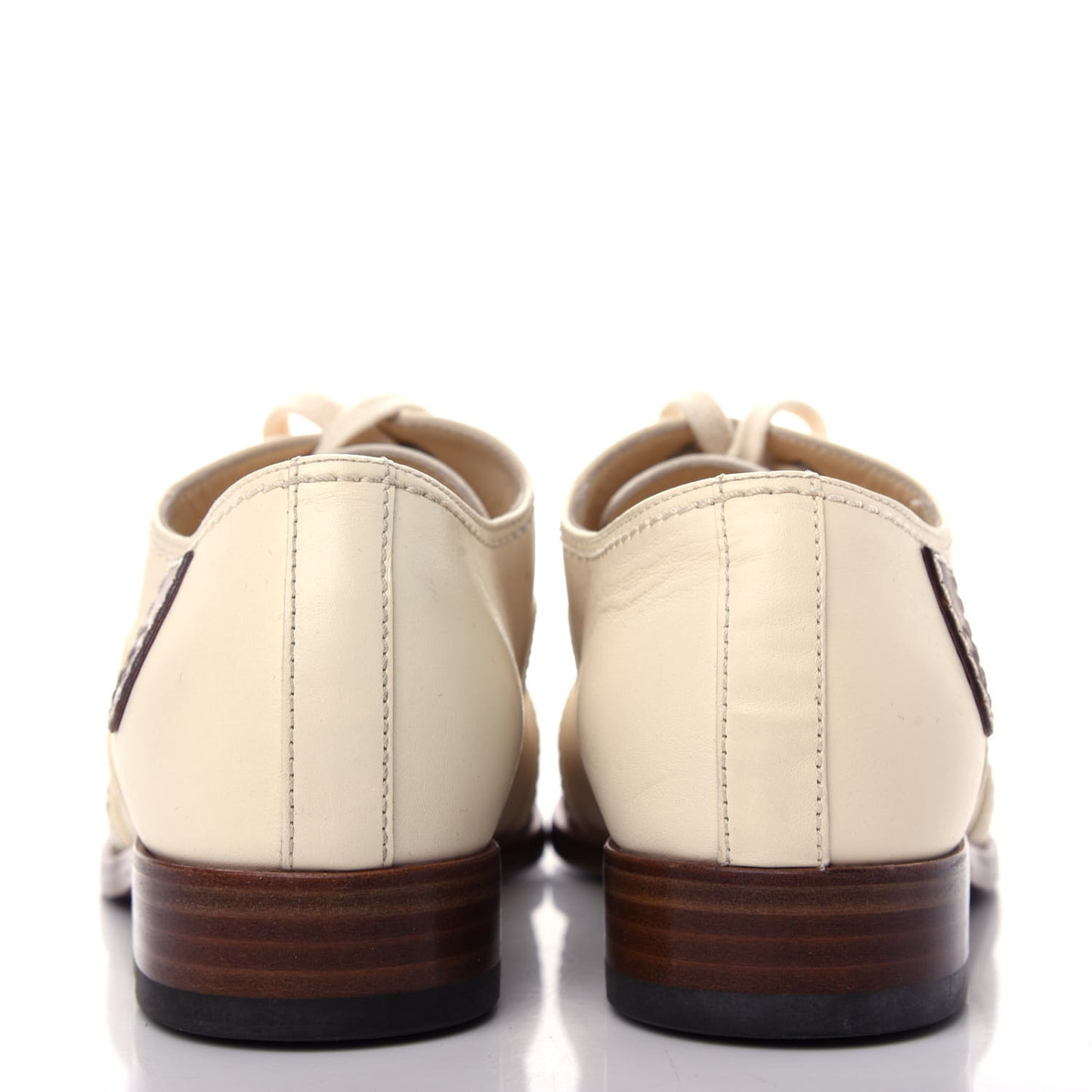 Calfskin Quilted CC Lace Up Oxfords 38 White