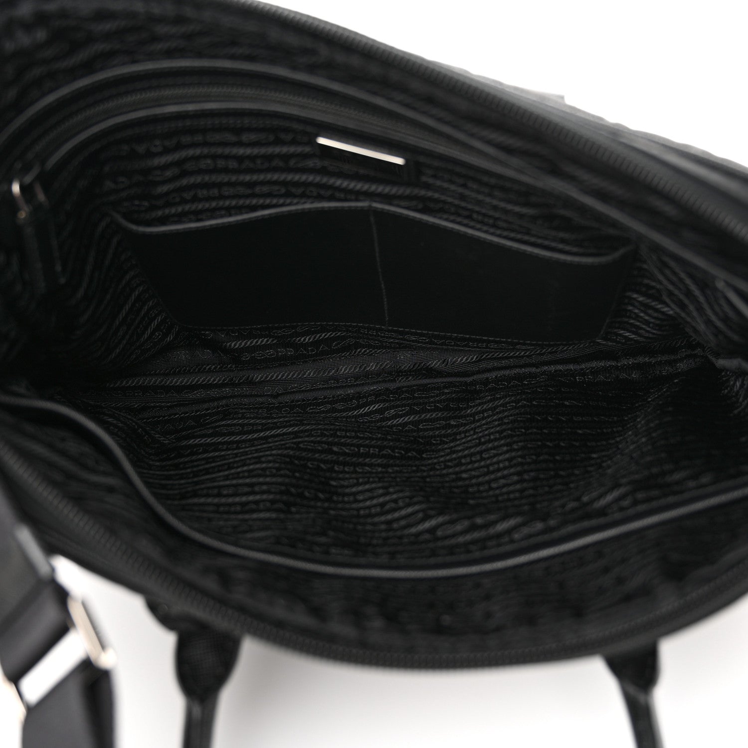 Prada Tessuto Nylon Saffiano Metal Triangle Logo Work Bag Black 5 of 10