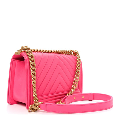 Chanel Caviar Chevron Quilted Medium Boy Flap Fuchsia 3 of 11