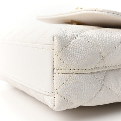 Chanel Caviar Quilted Coco Handle Clutch With Chain White 10 of 11