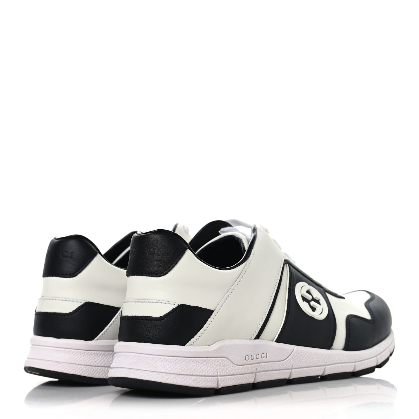 Calfskin Womens Interlocking G Sneakers 38 Black White