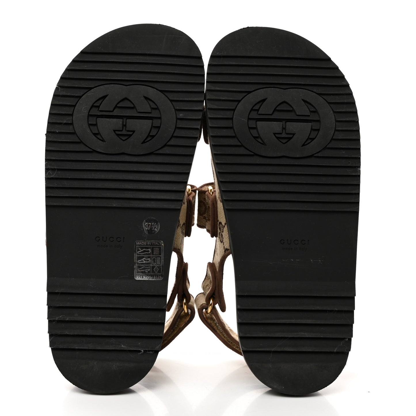 Monogram Kid Scamosciato Double G Womens Dad Sandals 37.5 Beige Ebony New Acero