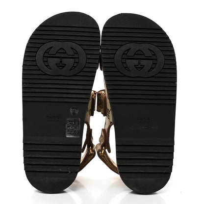 Gucci Monogram Kid Scamosciato Double G Womens Dad Sandals 37.5 Beige Ebony New Acero 5 of 9