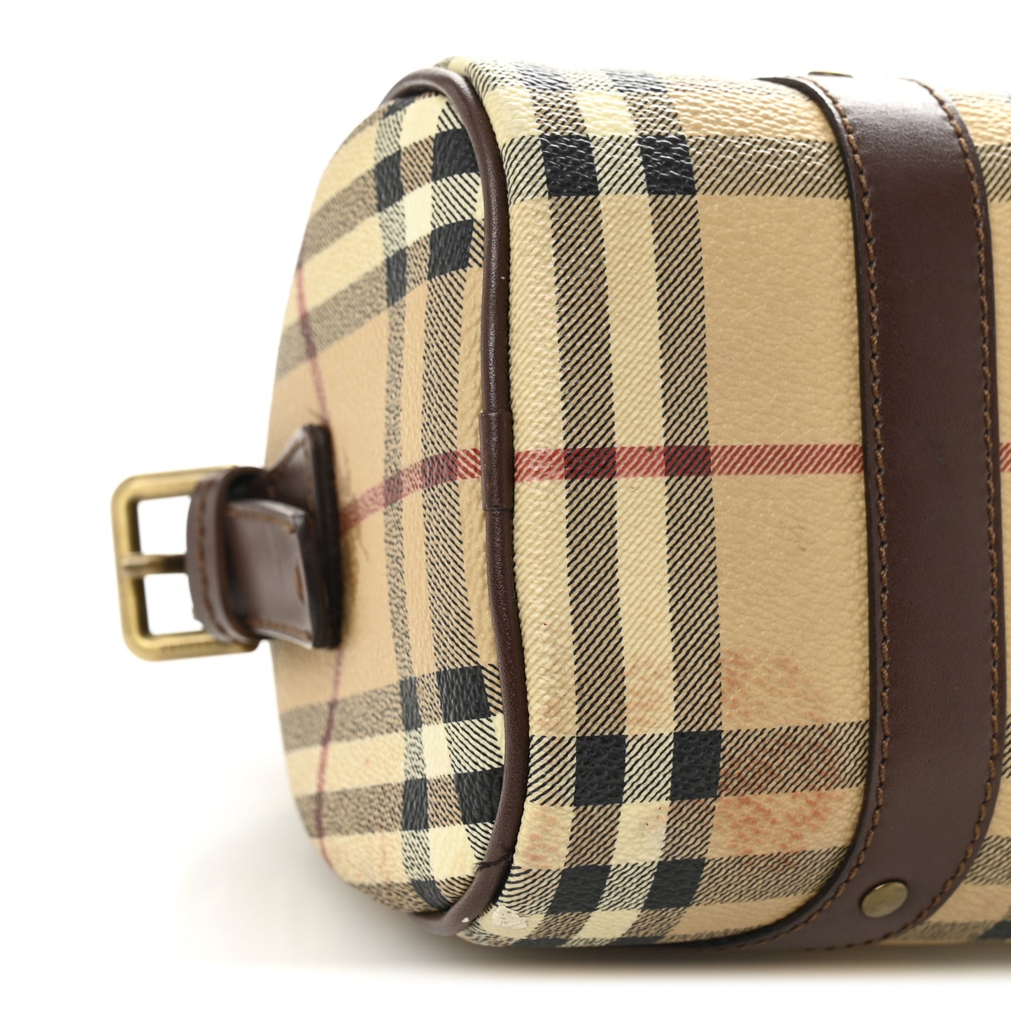 Haymarket Check Studded Barrel Bag Chocolate