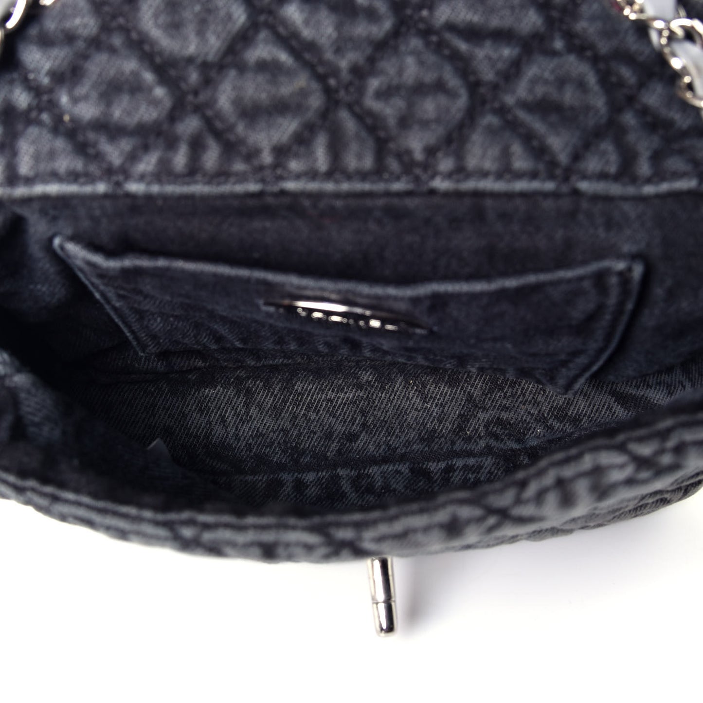 Washed Denim Quilted Small Denimpression Flap Grey Black