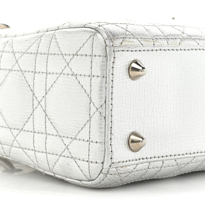Christian Dior Metallic Grained Calfskin Cannage Small Lucky Badges My Lady Dior Silver 9 of 17