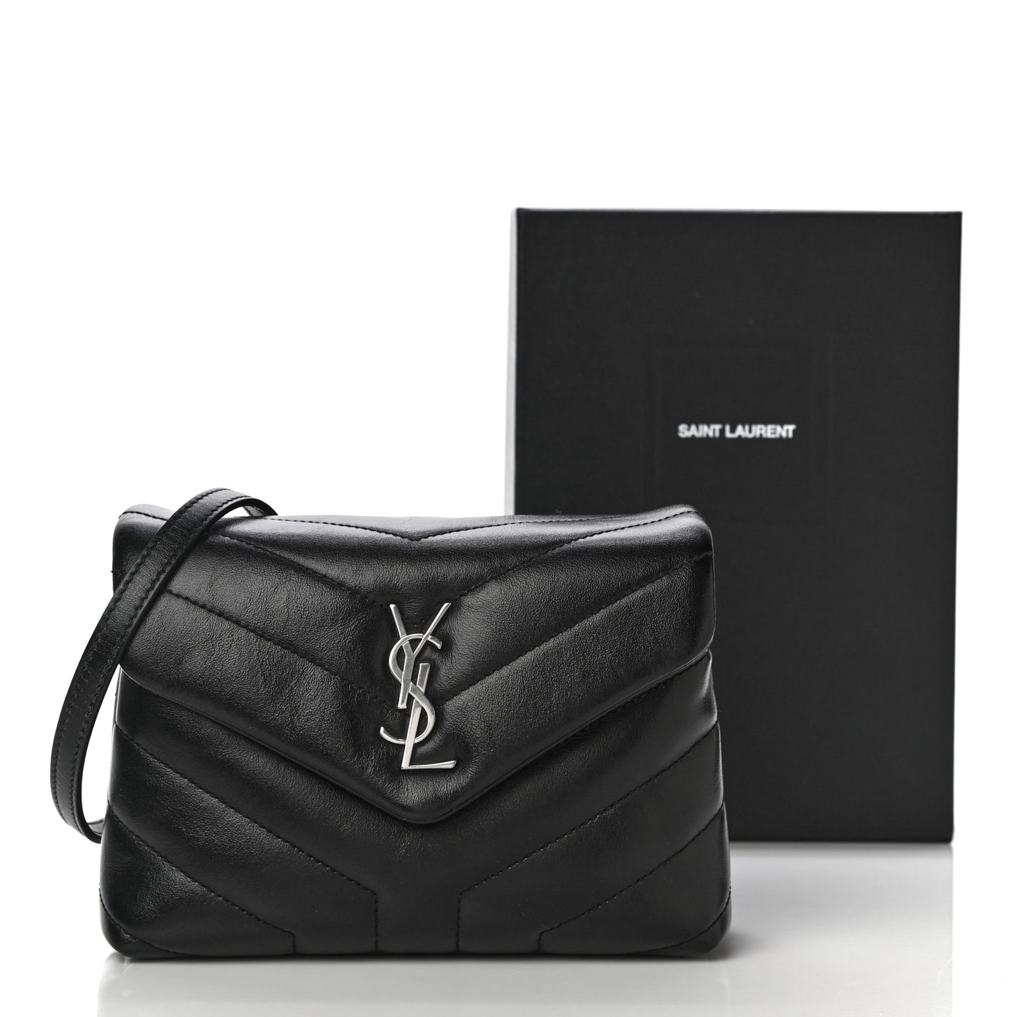 Calfskin Y Quilted Monogram Toy Loulou Crossbody Bag Black