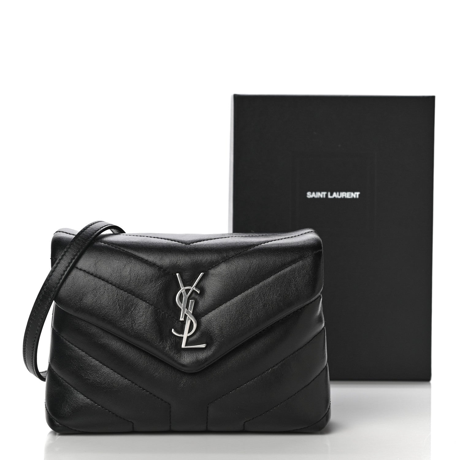 Saint Laurent Calfskin Y Quilted Monogram Toy Loulou Crossbody Bag Black 13 of 13