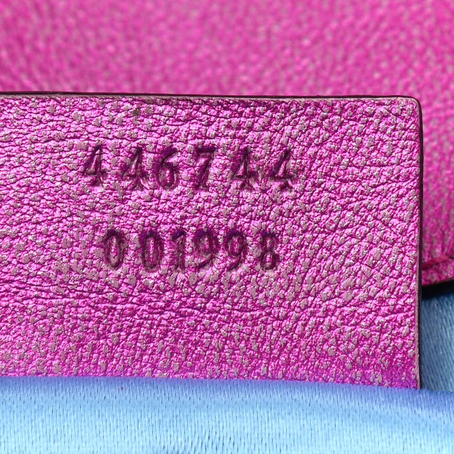 Metallic Calfskin Matelasse Mini GG Marmont Shoulder Bag Fuchsia