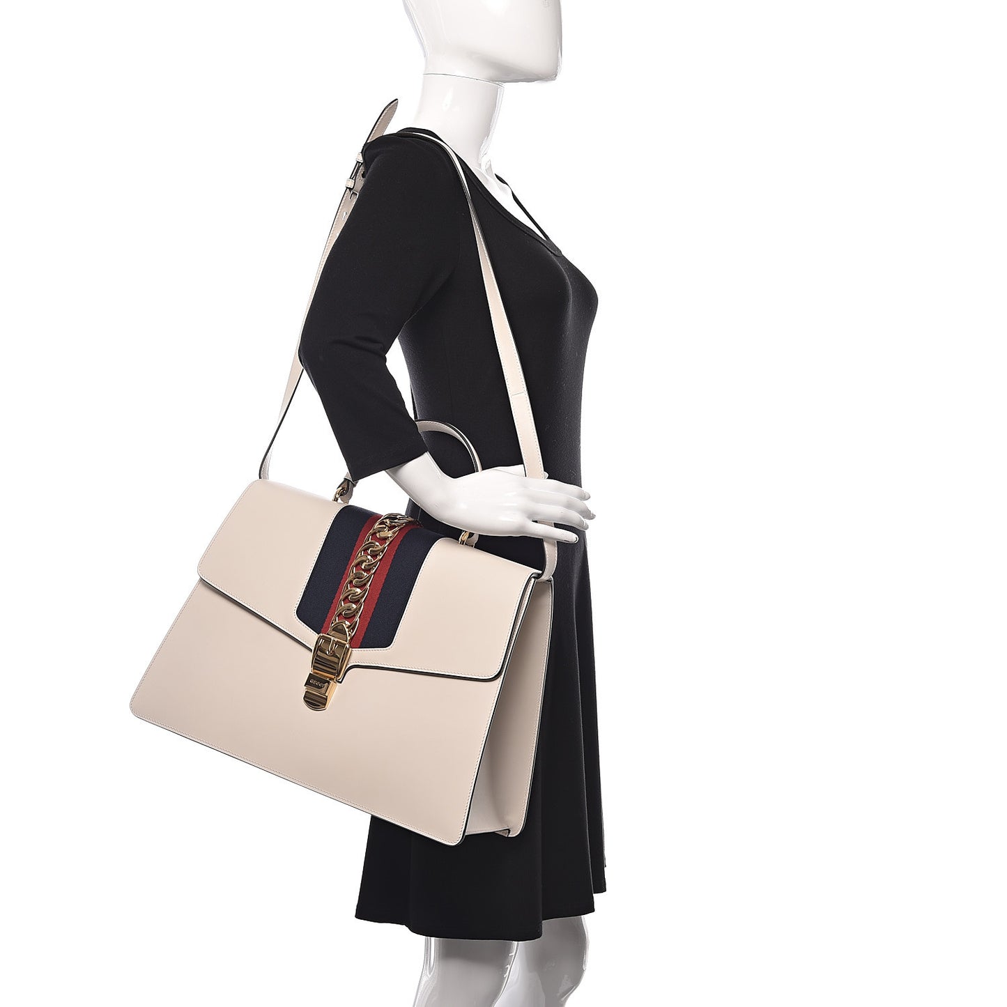 Calfskin Maxi Sylvie Top Handle Bag White