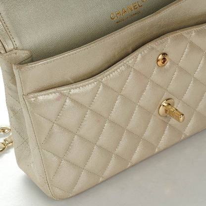 Chanel Iridescent Calfskin Quilted Medium Double Flap Light Gold 10 of 10