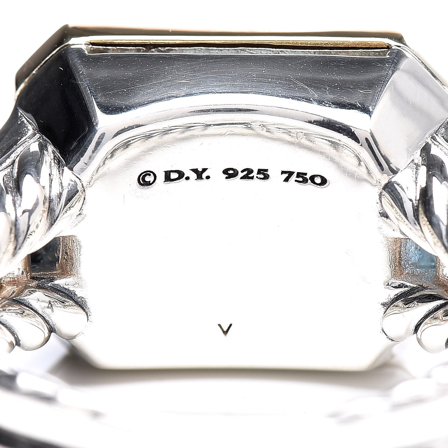 David Yurman Sterling Silver 18K Yellow Gold Blue Topaz Hampton Blue Topaz Three Stone Novella Ring 57 8 5 of 6