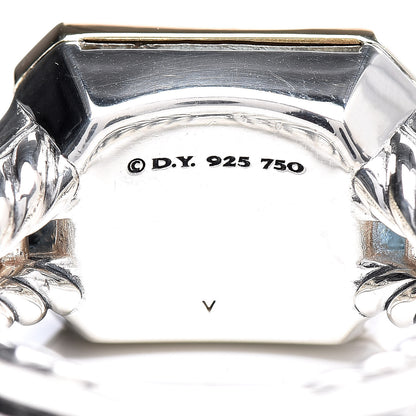 David Yurman Sterling Silver 18K Yellow Gold Blue Topaz Hampton Blue Topaz Three Stone Novella Ring 57 8 5 of 6