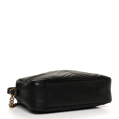 Gucci Calfskin Matelasse Medium GG Marmont Chain Shoulder Bag Black 3 of 10