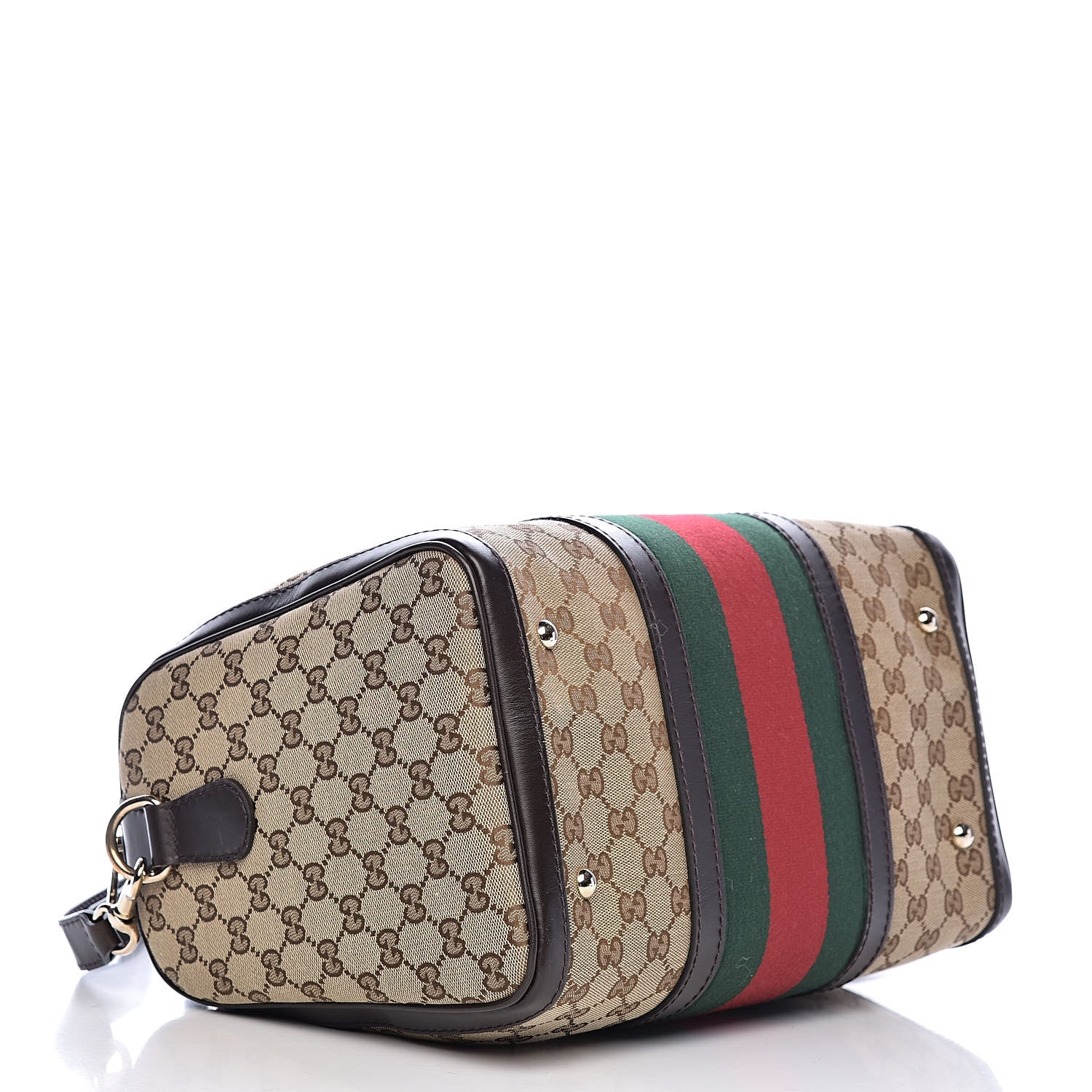Gucci Monogram Vintage Web Medium Boston Dark Brown 4 of 10
