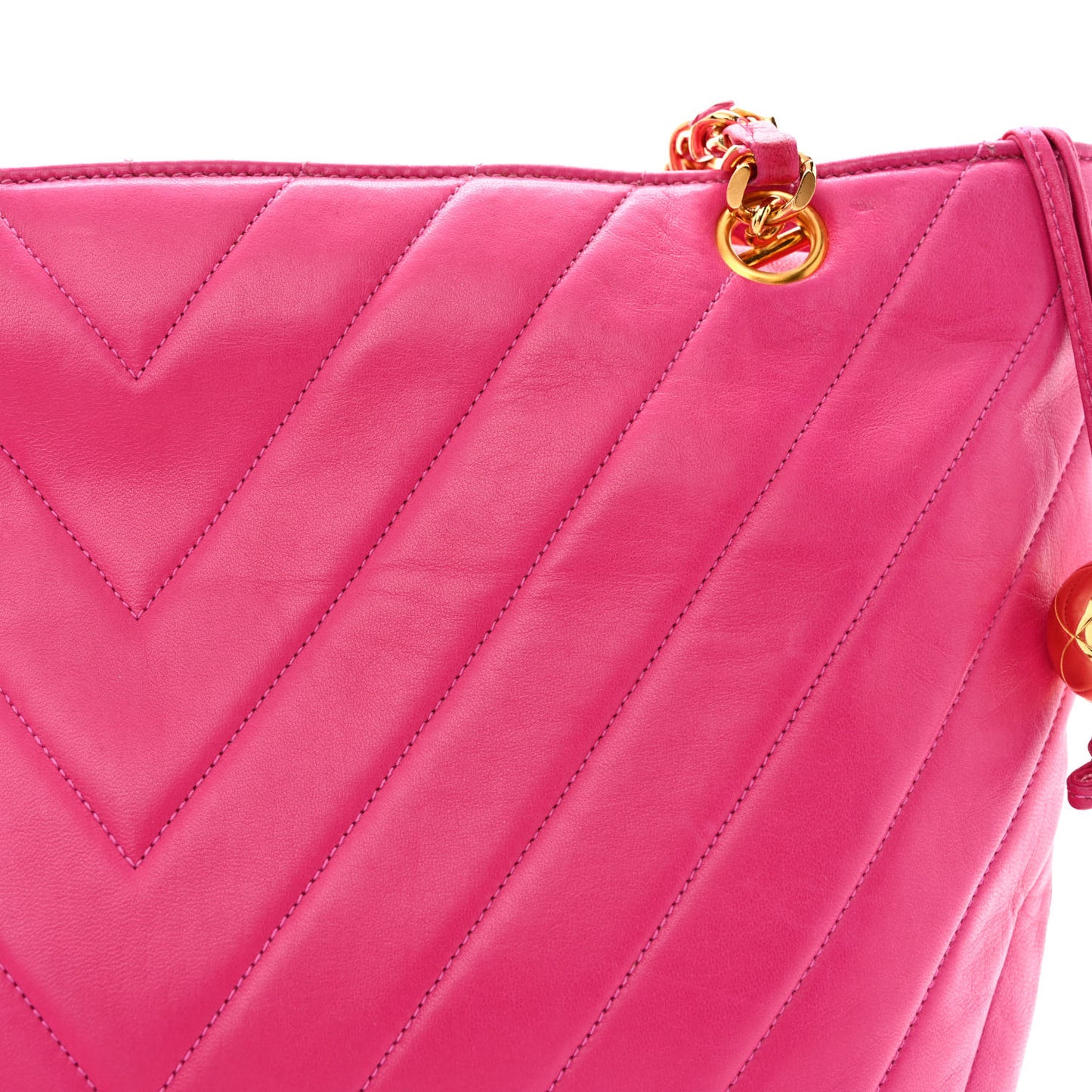 Lambskin Chevron Quilted Shoulder Bag Pink