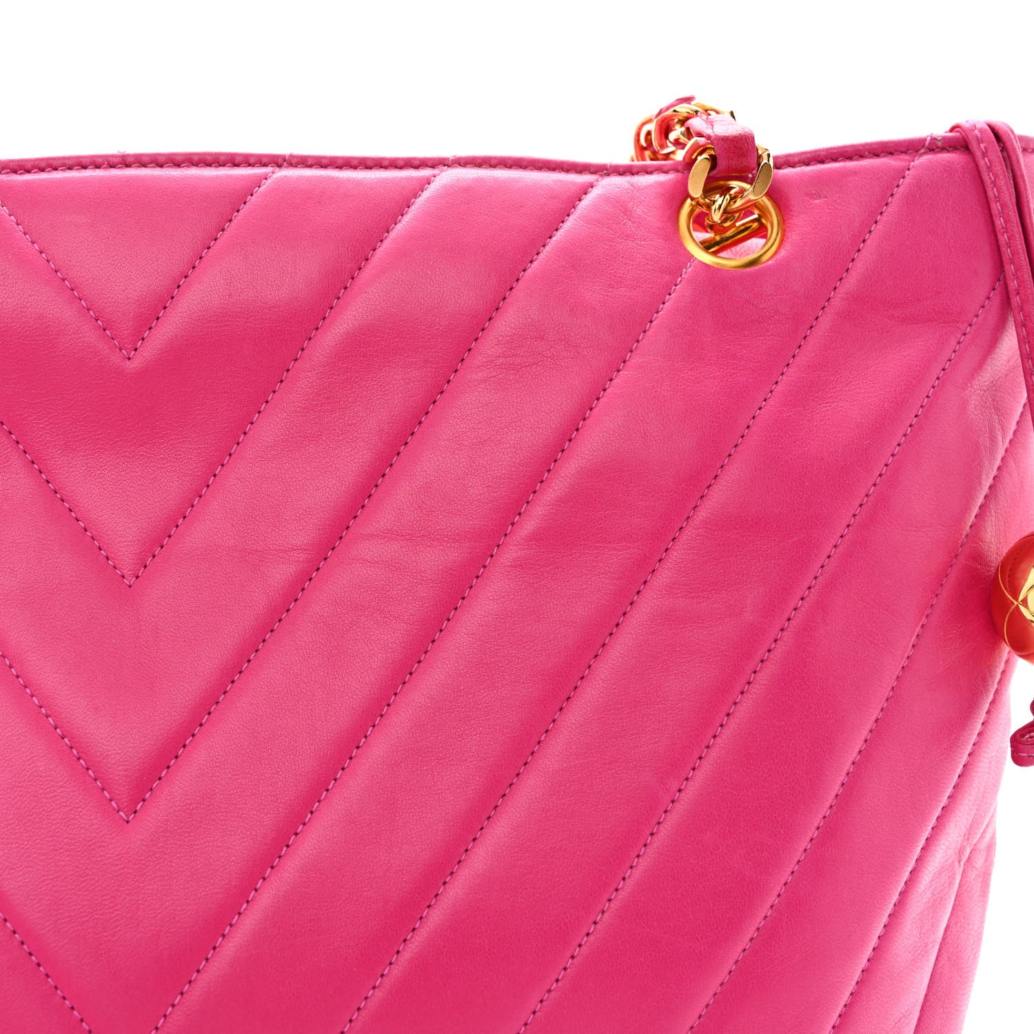 Chanel Lambskin Chevron Quilted Shoulder Bag Pink 18 of 18