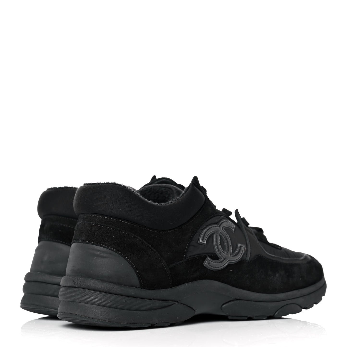 Fabric Calfskin Suede CC Sneakers 39 Black