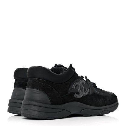 Chanel Fabric Calfskin Suede CC Sneakers 39 Black 4 of 9