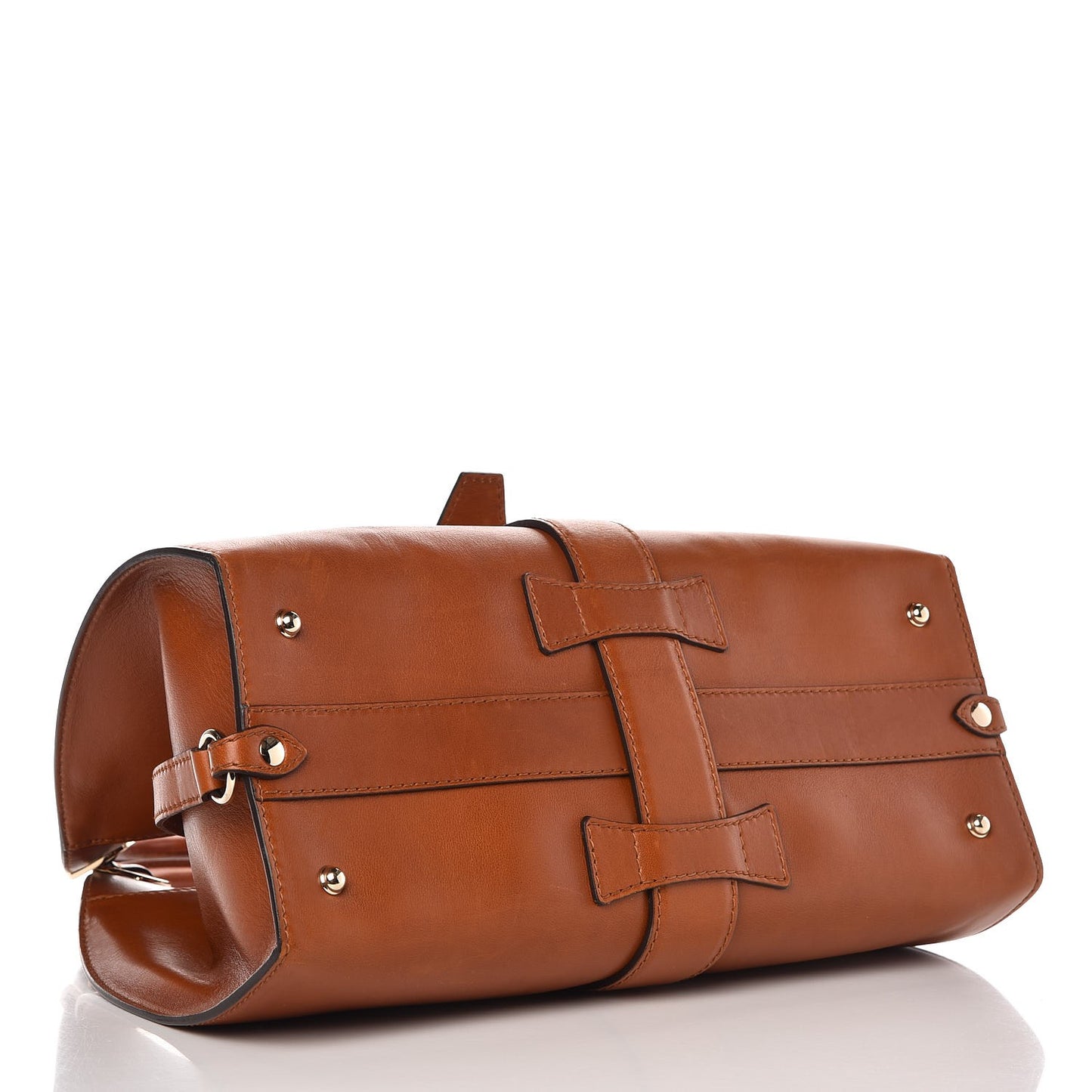 Calfskin Medium Stirrup Top Handle Bag Brown