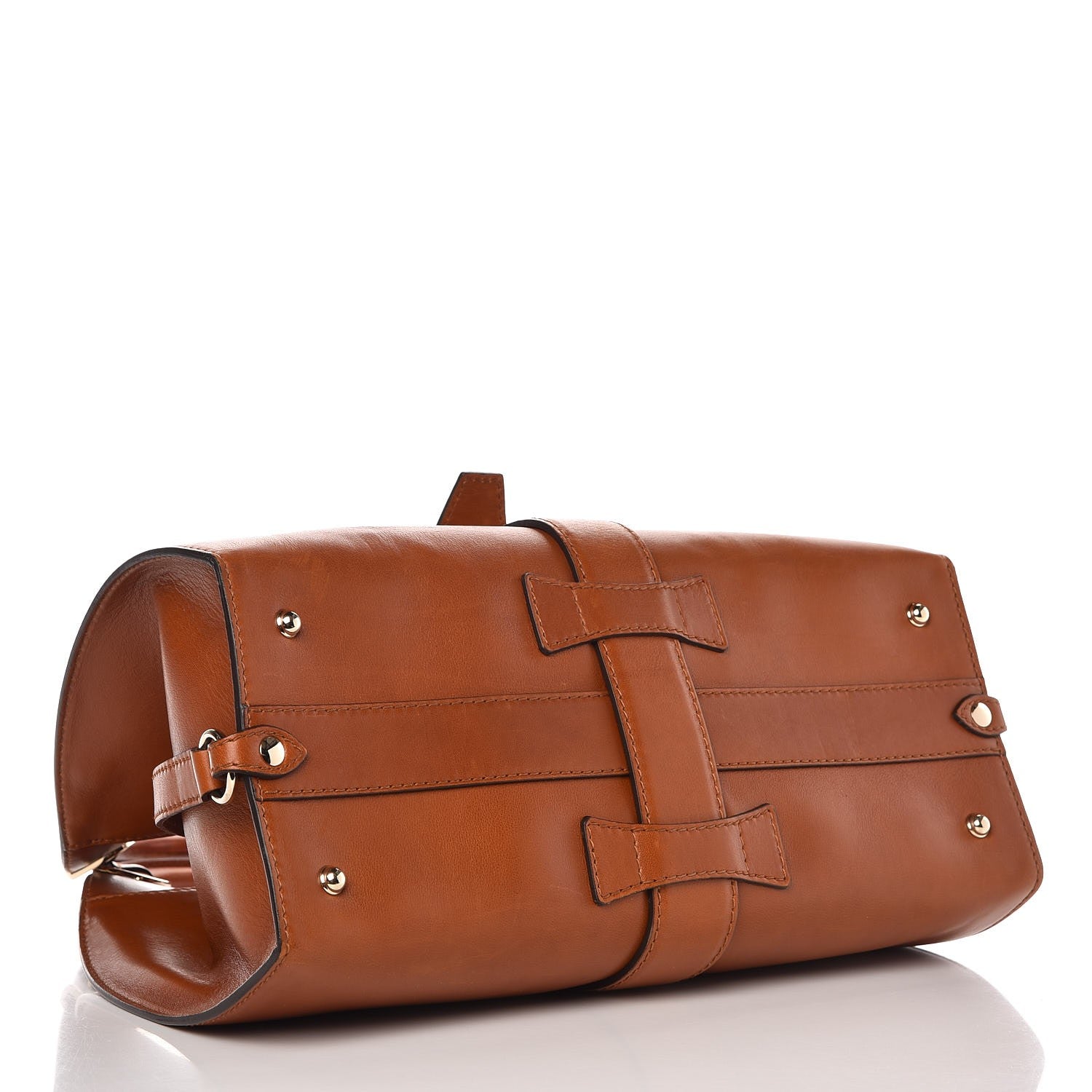 Gucci Calfskin Medium Stirrup Top Handle Bag Brown 4 of 10