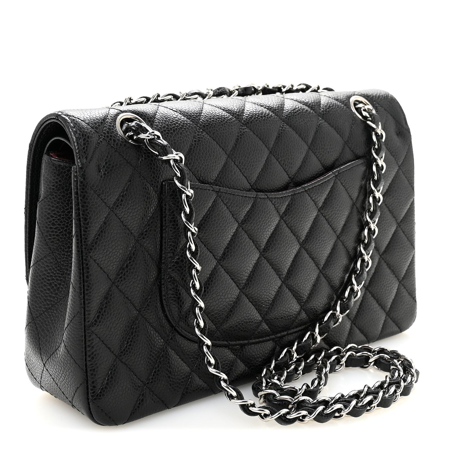 Caviar Quilted Medium Double Flap Black