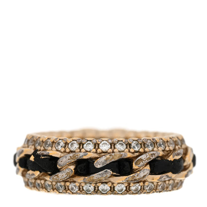 Chanel Metal Crystal Lambskin CC Ring 53/6.5 Gold Black 3 of 7