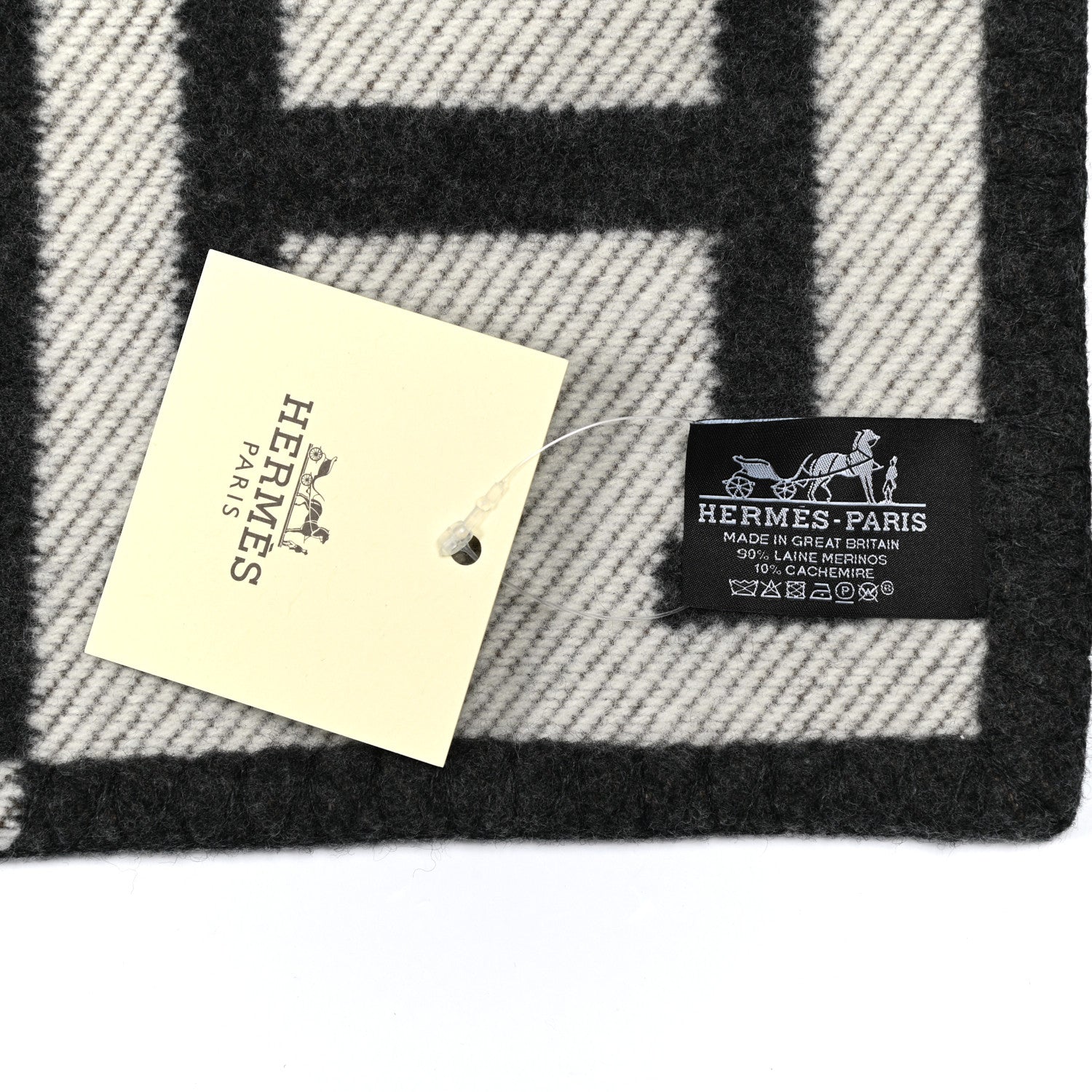 Hermes Wool Cashmere Avalon Blanket Ecru Gris Fonce 3 of 3