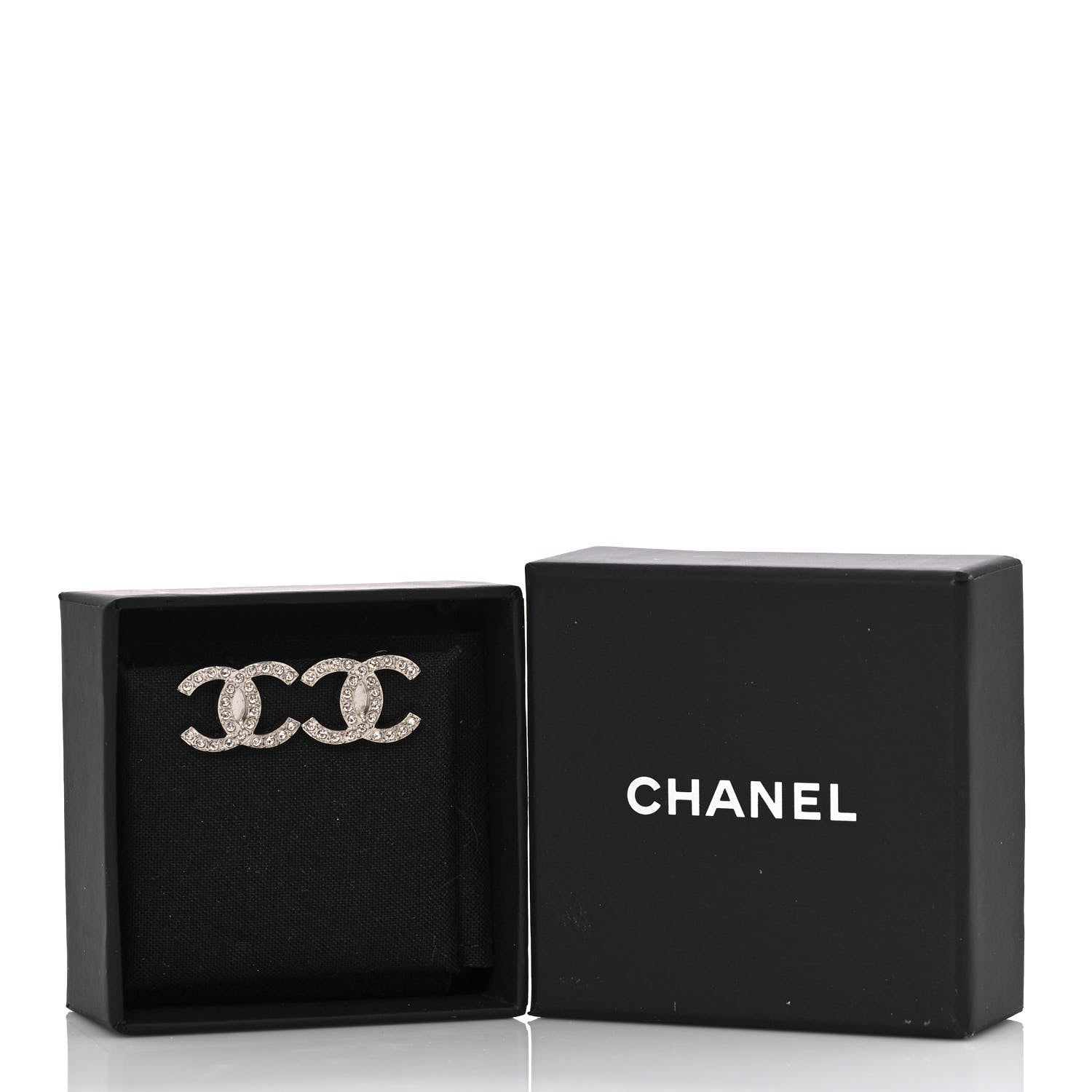 Chanel Crystal CC Clip On Earrings Silver 5 of 5