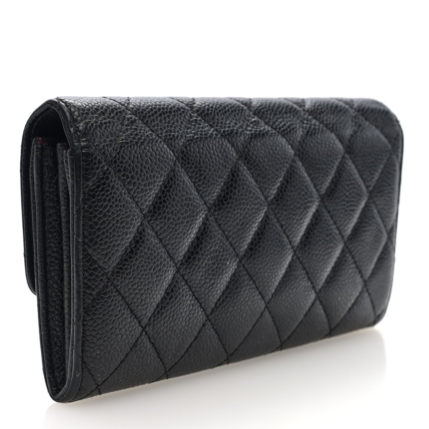 Chanel Caviar Quilted Large Gusset Flap Wallet Black 3 of 7