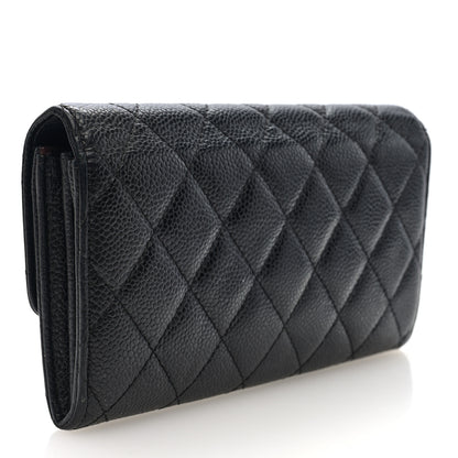 Chanel Caviar Quilted Large Gusset Flap Wallet Black 3 of 7