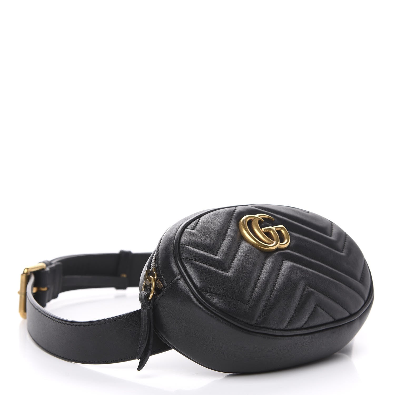 Gucci Calfskin Matelasse GG Marmont Belt Bag 105 42 Black 4 of 12